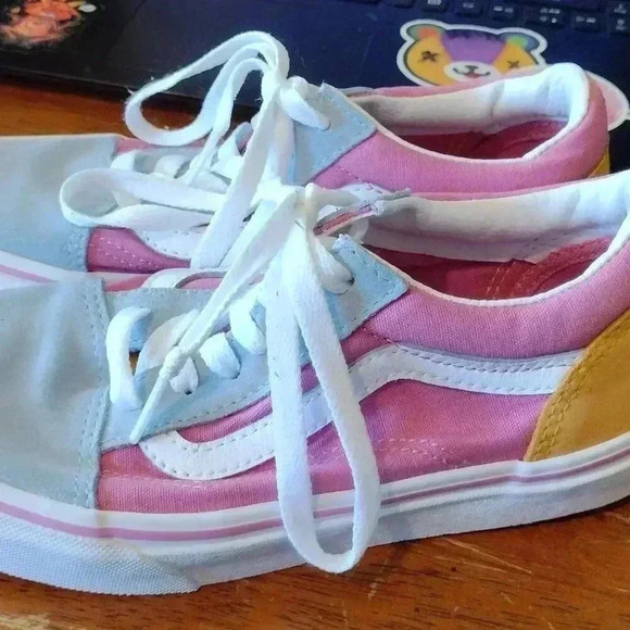 VANS Old Skool Color Block Sneakers Suede Canvas Girls Size 3 - Picture 2 of 7